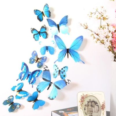 3D бабочки для декора 12 шт. синие