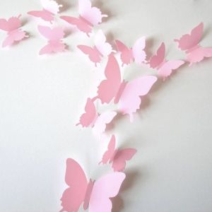 3D бабочки для декора 12 шт. Pink
