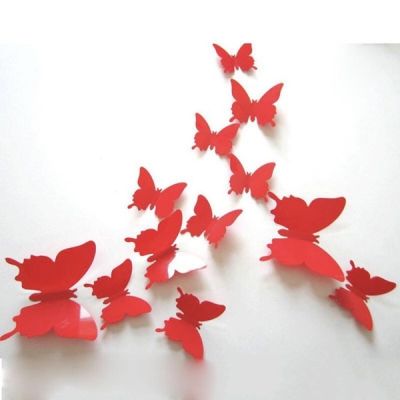 3D бабочки для декора 12 шт. красные